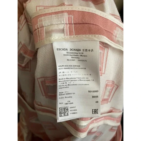 Escada Bethel Rosehip Pink Geometric Wool Silk Blend Jacket Blazer 46 Artsy Work - Picture 6 of 9
